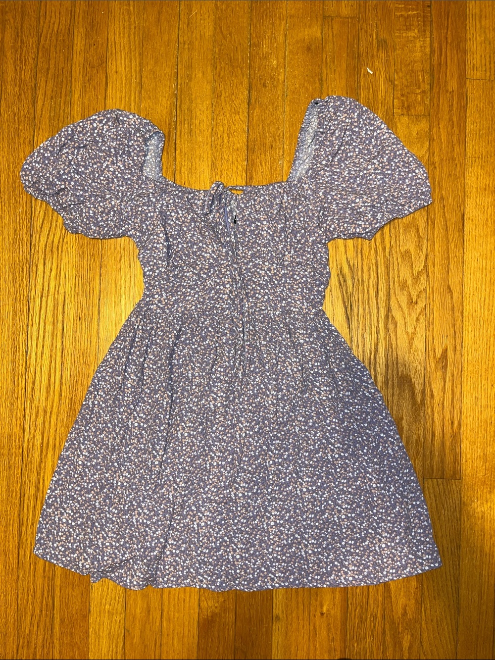 Forever 21 Puff-Sleeve Floral Summer Dress - purple Sz M